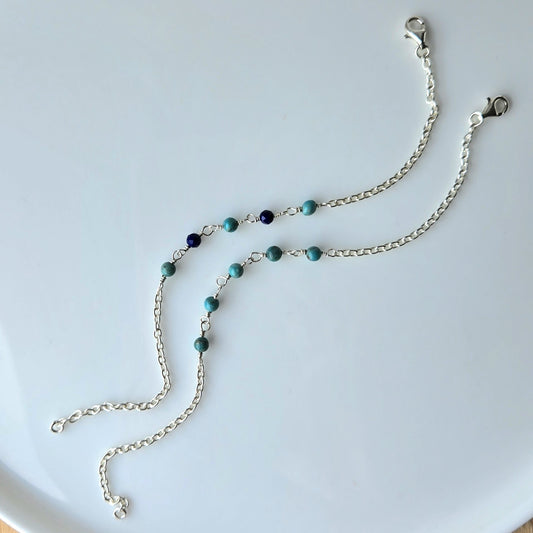 Turquoise and Lapis Lazuli Faceted Bead Bracelet