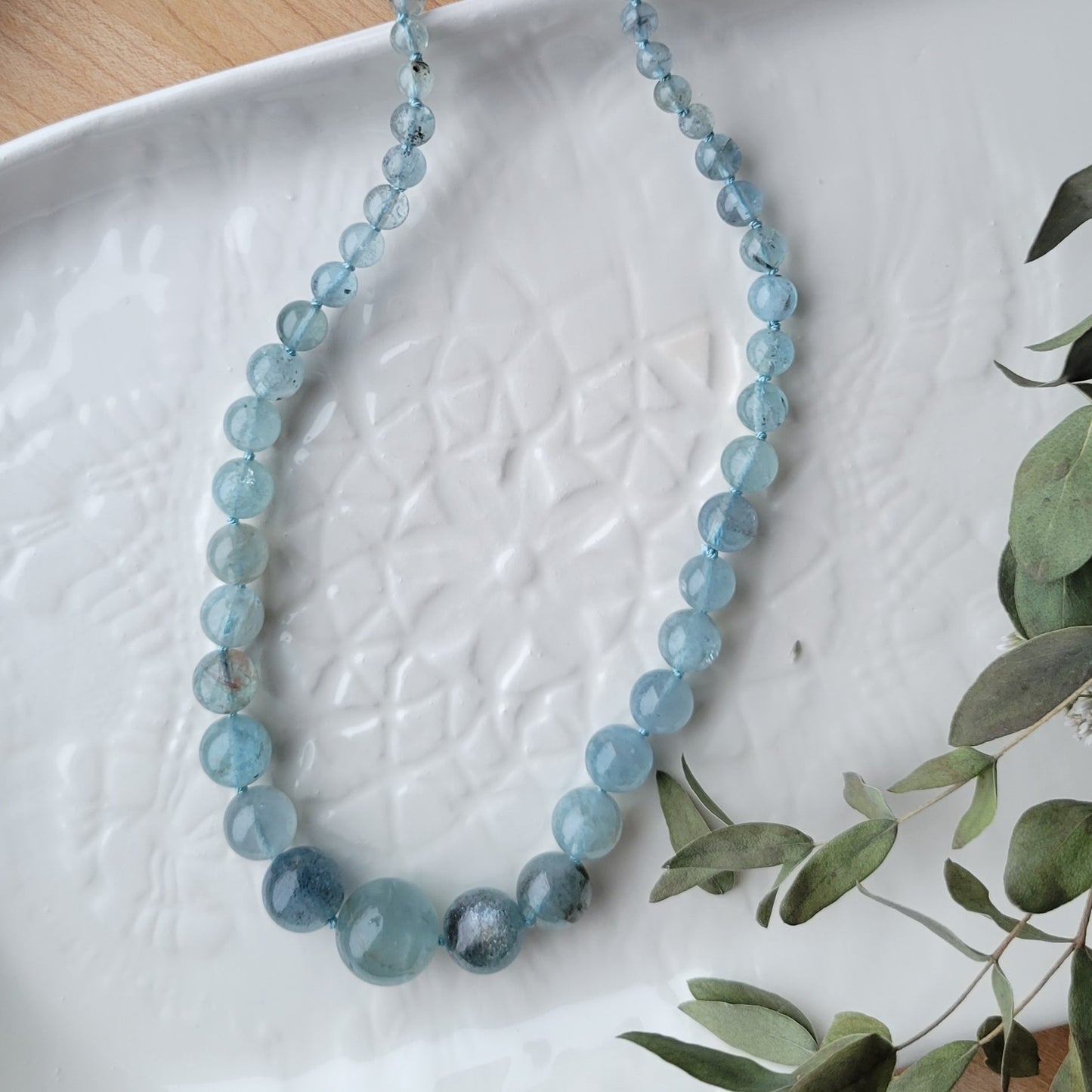 Aquamarine Graduated Bead Necklace