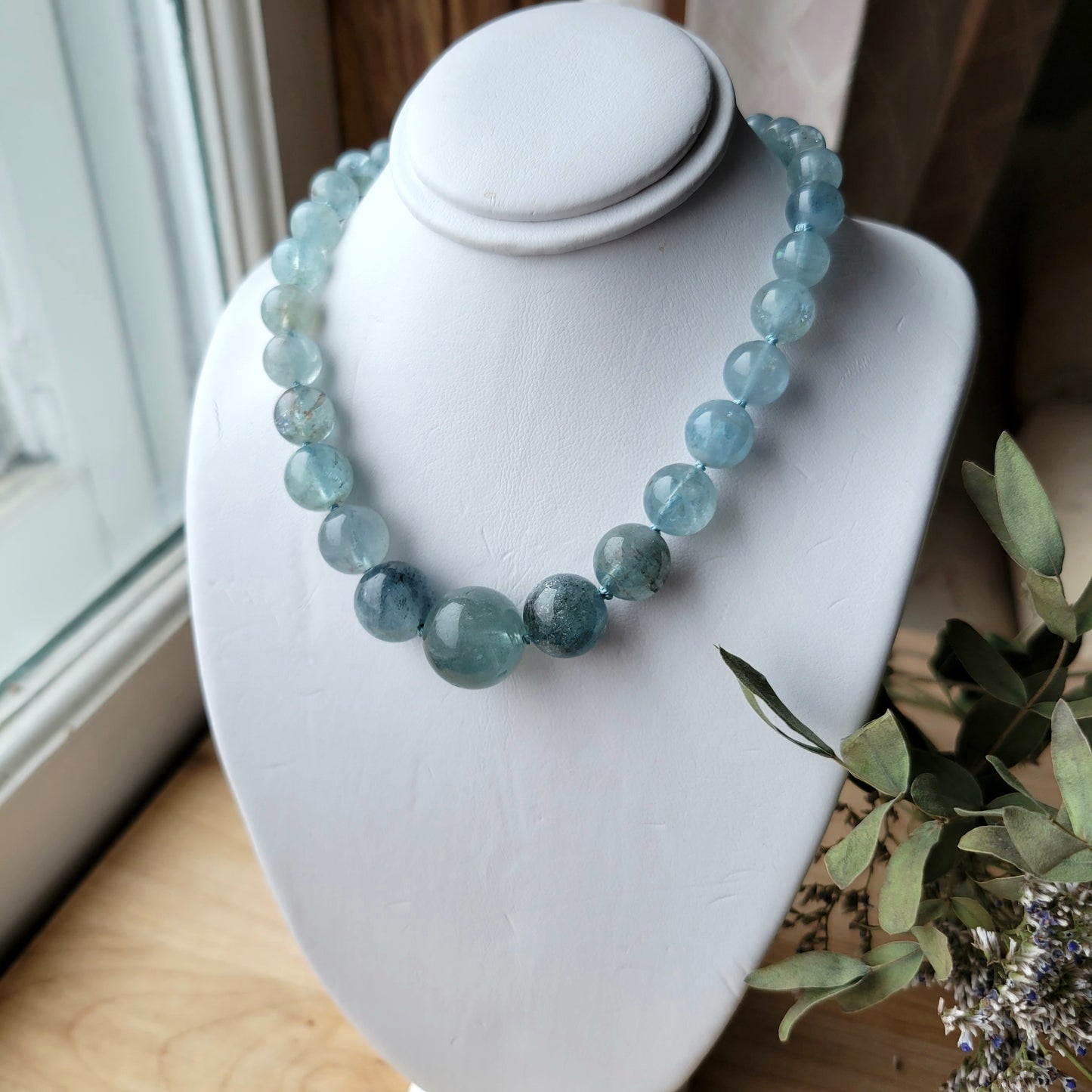 Aquamarine Graduated Bead Necklace