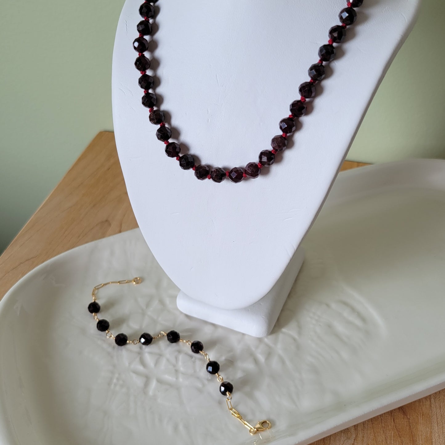 Garnet Beaded Bracelet
