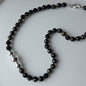 Silver and Shadow Obsidian Bead Necklace
