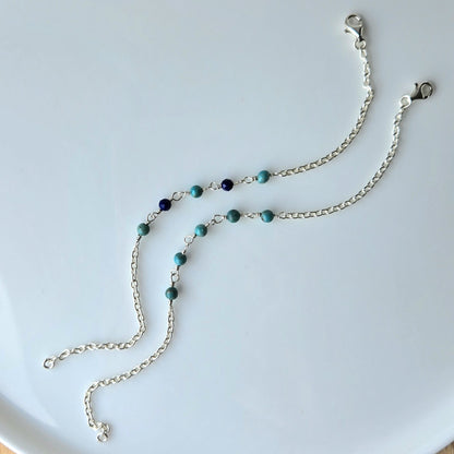 Turquoise and Lapis Lazuli Faceted Bead Bracelet
