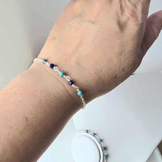 Turquoise and Lapis Lazuli Faceted Bead Bracelet