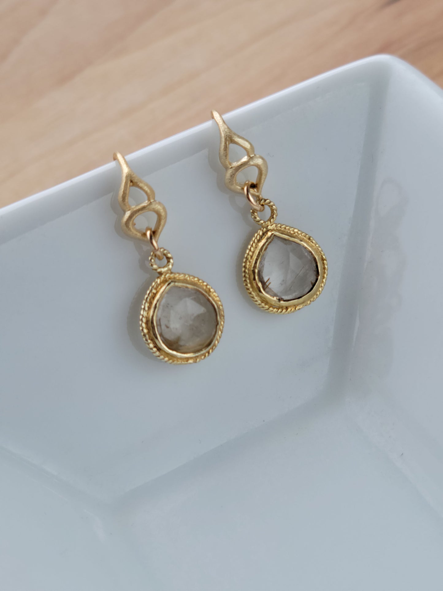 Gold Vermeil Rutilated Quartz Drop Earrings